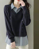 Women Knitted Pullover Spring and Autumn Loose Long-Sleeved Sweater Top