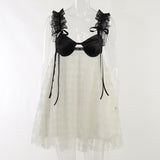 Women Dresses Knitted Lace Sling Dress Sexy Backless Skirt