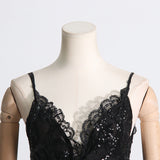 Women Dresses Lace Hollow-out Camisole Dress Long Dress (Qymy0409)