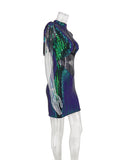 Women's Evening Gown Sexy Sheer Mesh Stitching Sequins Dress Evening Dress
