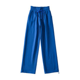 Women Sweatpants Button Casual Pants Summer Loose Wide Leg Track Pants