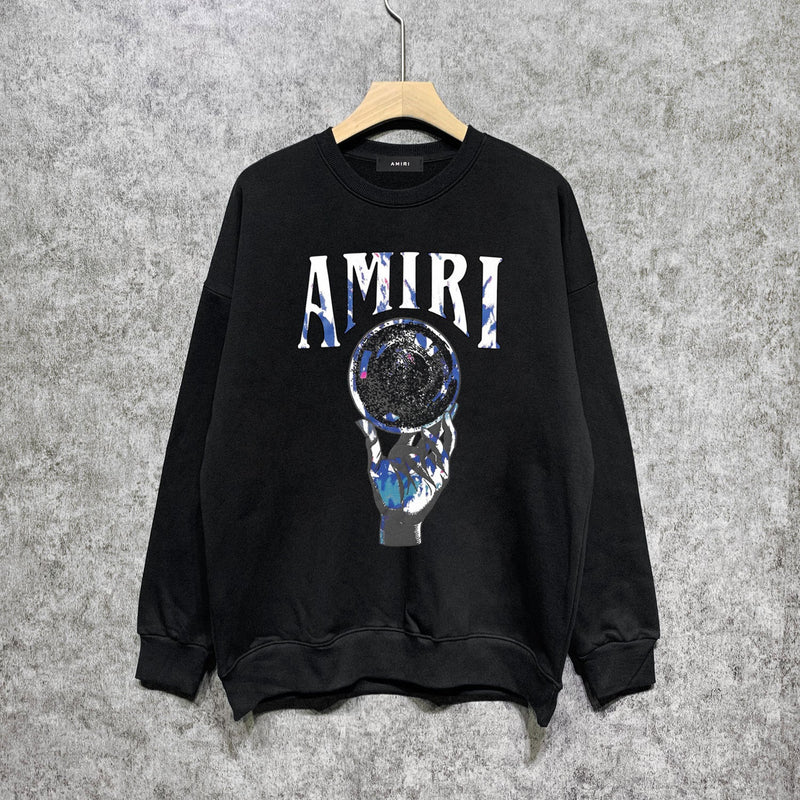 Amiri Long-Sleeve Shirt Personality Printed Crew Neck Sweatshirt