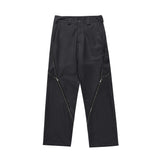 Men Sweatpants Hip Hop Rock Zipper Stitching Straight-Leg Trousers