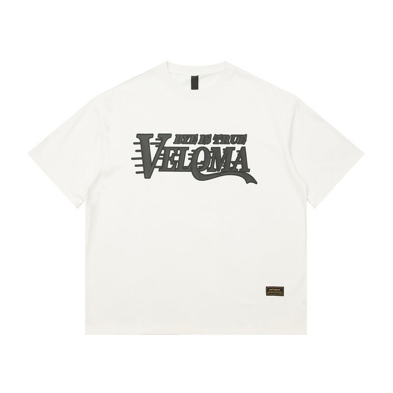 Men T Shirt Foam Printed Letters T-shirt Summer Men's Short Sleeve Loose Hiphop Half Sleeve