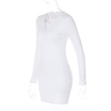 Women Dresses Autumn Winter Sexy V-neck Slim-Fit Long Sleeve Sheath Dress