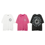 Men T Shirt Gothic Retro Washed Ripped Distressed Short Sleeve T-shirt