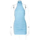Women Dresses Spring Sexy Hollow Backless Turtleneck Sheath Dress