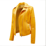 Red Leather Jacket Short Spring and Autumn Leather Slim Lapel Motorcycle Clothing