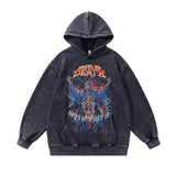 Men Hoodie Cartoon Printing plus Velvet Washed Hooded Sweater