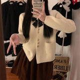 Women Knitted Cardigan Spring and Autumn Bow Sweater Coat