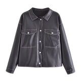 Women Leather Jacket Autumn Leisure Poly Urethane Leather Jacket Women's Leather Top Coat
