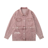 Women Jacket Detachable Two-Way Denim Jacket Embroidered Autumn Baggy Coat
