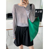 Women T Shirt Long Sleeve Sun Protection T-shirt Summer Loose Thin round Neck Pullover Blouse