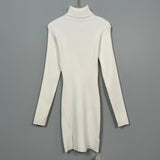 Women Dresses Turtleneck Dress Slim Fit Hip Skirt Knitted Dress