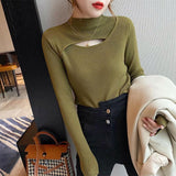 Women Knitwear Autumn and Winter Turtleneck Knitwear Hollow out