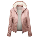 Red Leather Jacket Fleece-Lined Leather Jacket Women's Detachable Large Size Leather Coat
