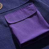 Unisex Winter Cotton Coat Three-Dimensional Pocket Decoration Stand Collar Sweater Retro Half-Open Collar