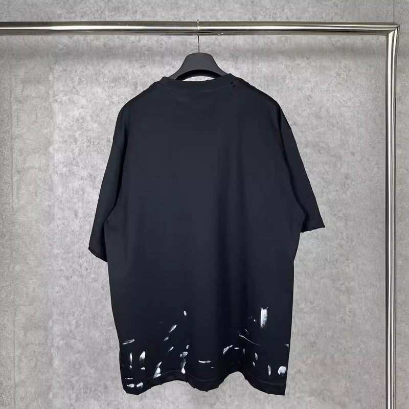 Men T-shirts Paris Lightning Printing Old Short Sleeve Crew Neck T-Shirt Casual