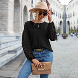 Women Knitted Sweater for Autumn and Winter Black Lace Stitching