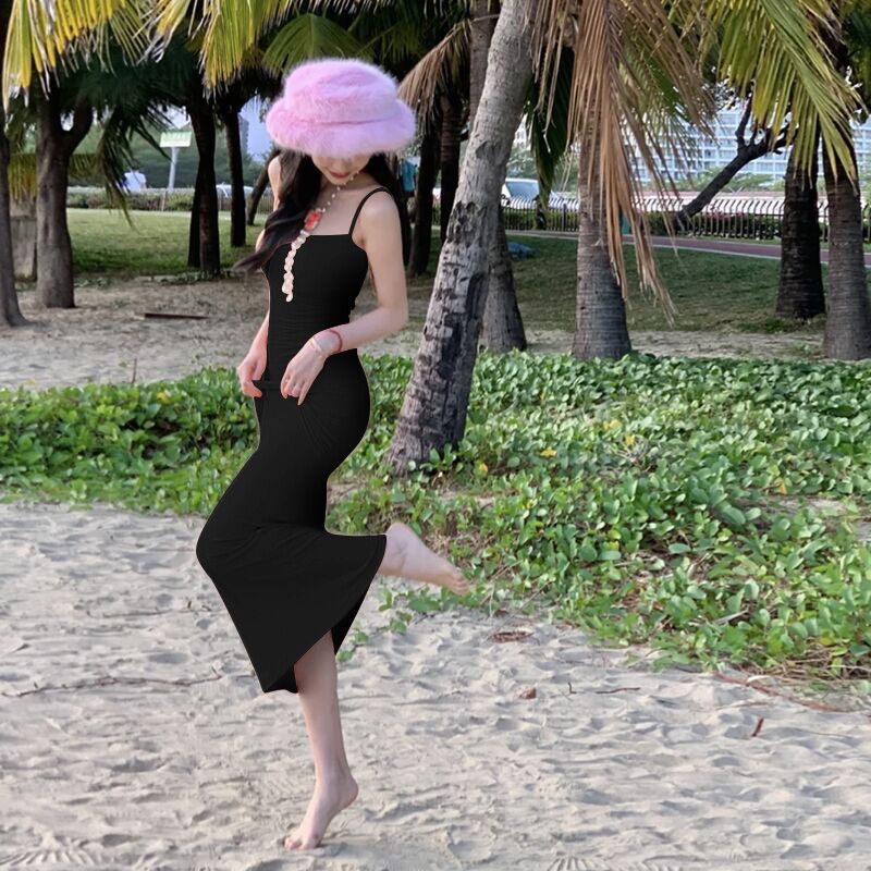 Women Dresse Sling Backless Long Sheath Dress