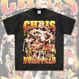 Mens Vintage Boxer T-Shirt Chris Bumstead Printed Short Sleeve T-Shirt Vintage Washed Casual