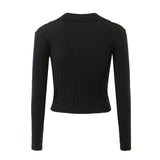 Women Sweater Knitwear Vintage Polo Lapel Lace-up Sweater Autumn Sexy Slim Long Sleeve Sweater