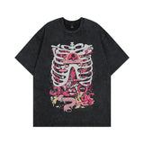 Men T Shirt Summer Cartoon Anime Distressed Half Sleeve T-shirt