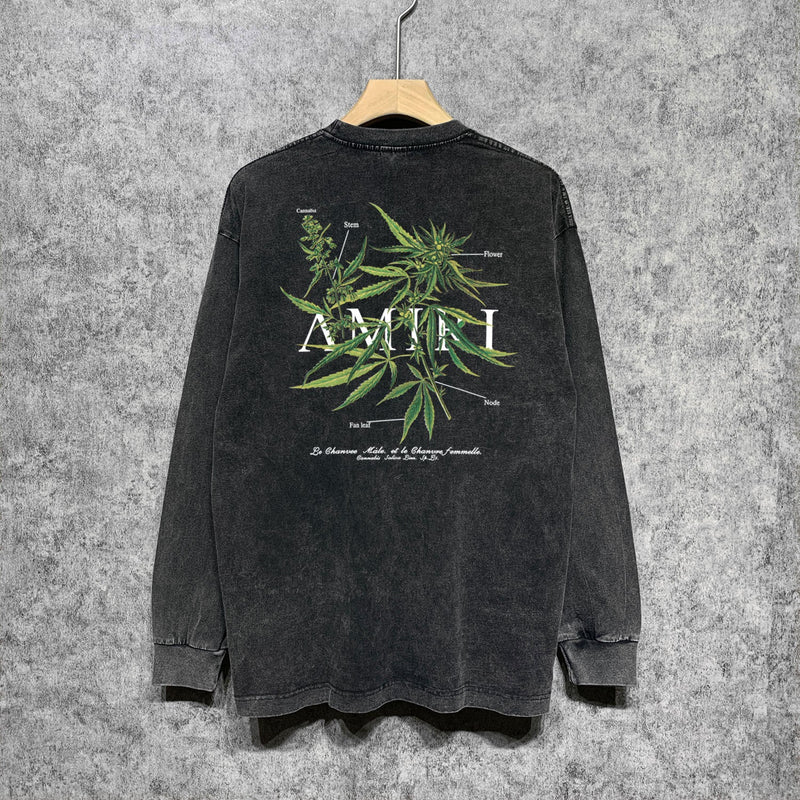 Amiri Long-Sleeve Shirt Plant Pattern Vintage Long Sleeve T-shirt