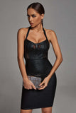 Women Evening Dress Mesh Sexy Evening Dress Banquet Bandage One-Piece Dress