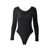 Women Jumpsuit Spring V-neck Long Sleeve Slim Fit Jumpsuit
