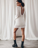 Beach Sweater Dress Autumn and Winter Beach Skirt Backless Hollow Sexy Dress