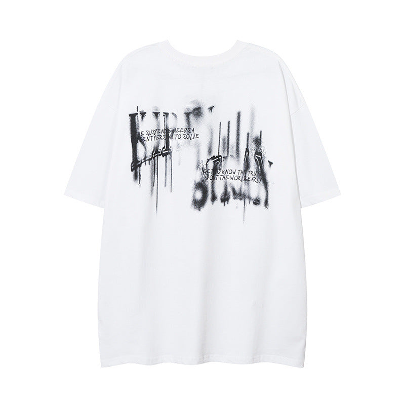 Men T Shirt Letter Graffiti Short Sleeve T-shirt