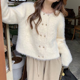 Women Knitwear Autumn and Winter round Neck Sweaters Cardigan