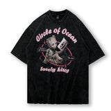 Men T Shirt Vintage Worn Looking Washed-out Short Sleeve T-shirt Vintage
