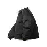 Unisex Winter Cotton Coat Three-Dimensional Pocket Decorative Lapel down Jacket Retro down Jacket