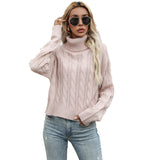 Women Knitted Sweater Autumn Twist Long Sleeve High Collar Bottoming Sweater