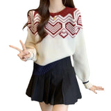 Women Knitwear Spring and Autumn round Neck Knitwear Loose Cropped Sweater
