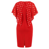 Women Date Dress Summer Polka Dot Printed Chiffon Dress V-neck Hip Skirt