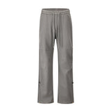 Men Sweatpants Casual Pants Drawstring Ruffle Solid Color Straight Long Pants