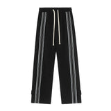 Men Sweatpants Sports and Leisure Trousers with an Elasticated Waist Stitching Contrast Color Stripes Loose Drooping Straight-Leg Trousers