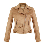 Women Jacket Autumn and Winter Suede Lapel Motorcycle Jacket