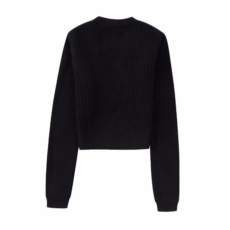 Women Sweater Knitwear Autumn and Winter V-neck Short Zip Sweater Sweater Coat
