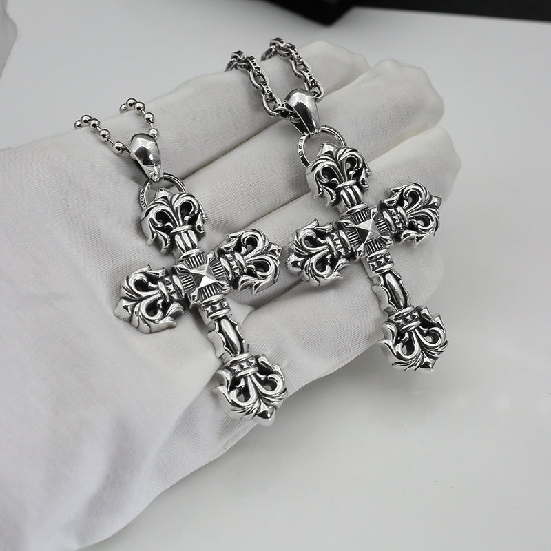 Chrome Hearts Necklace Vintage Flame Vine Cross Pendant