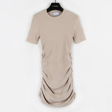 Women Dresses round Neck Hip Skirt Short Sleeve Dress