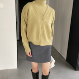 Women Knitted Two-Piece Set Turtleneck Vest Cardigan Knitted Two-Piece X3050