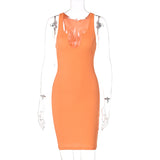 Women Dresses Spring Sexy U Collar Short Sleeveless Dress