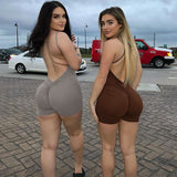 Women Jumpsuit Spring and Summer Sexy Slim Fit Backless Suspender Jumpsuit (Hawthaw0412)