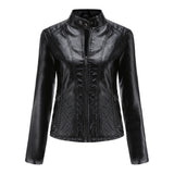 Red Leather Jacket Autumn and Winter Leisure Leather Motorcycle Jacket