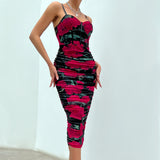 Women Party Tops Sexy Mesh Camisole Pleated Retro Dress