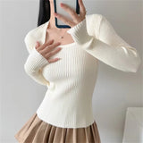 Women Sweater Knitwear off-Shoulder Pullover Slim Bottoming Shirt